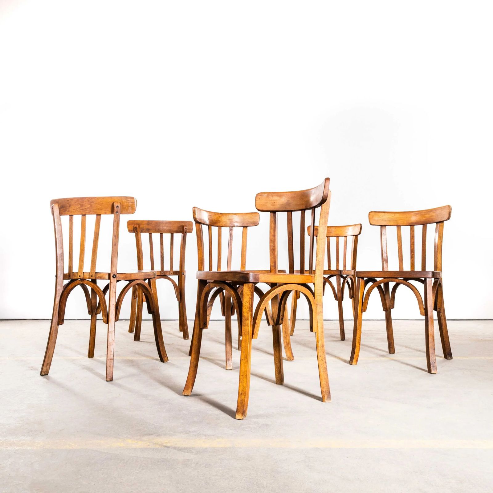 1950’s Warm Oak French Baumann Bentwood Bistro Dining Chairs photo furniture