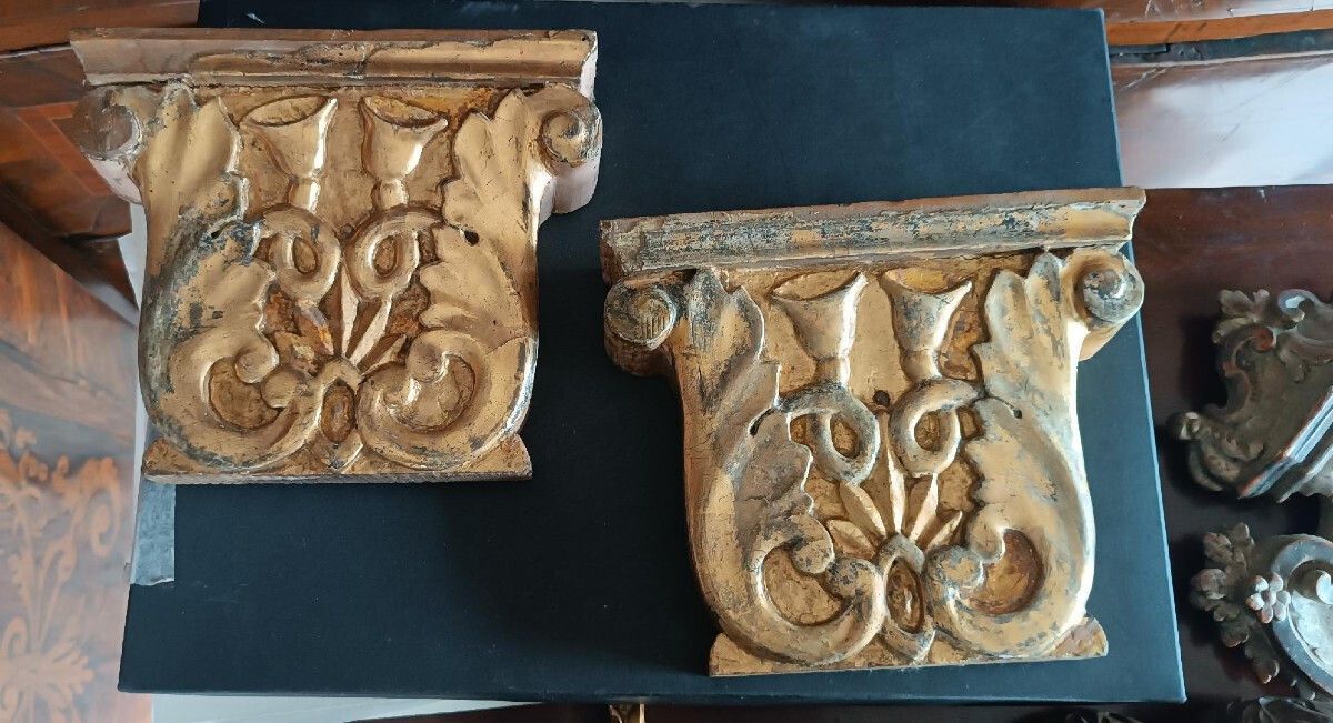 Antique Pair Of Carved And Gilded Wooden Friezes photo for sale
