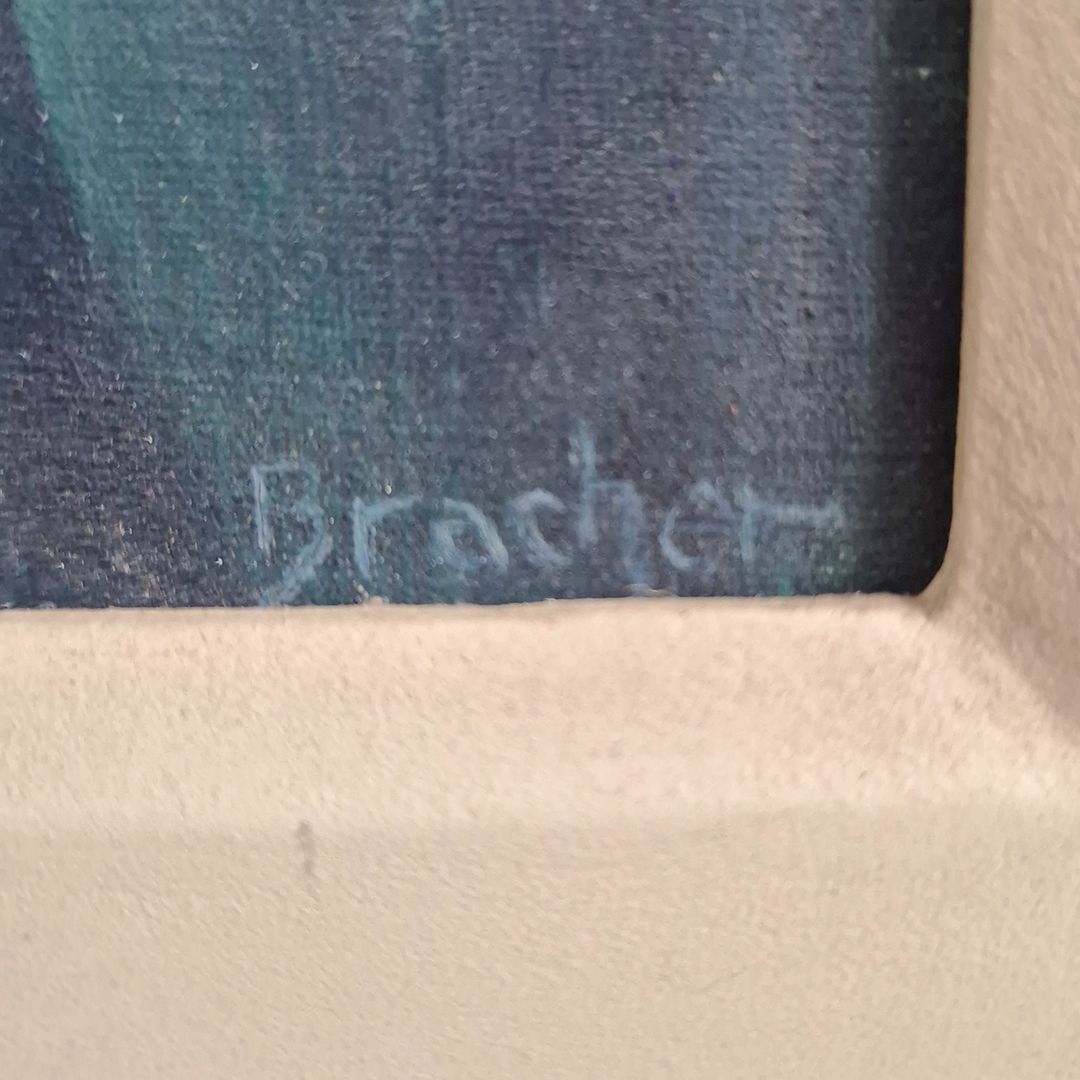 1972 Mid Century Abstract Painting By Carlos Bracher: Brazilian Brutalist Style photo Art