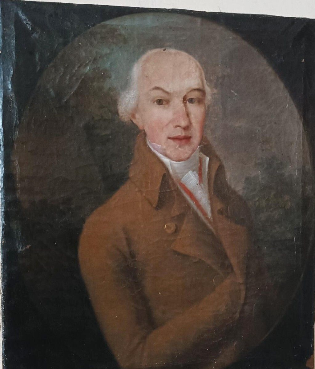 Antique Gentile Man Portrait Painting Late 18th Century photo furniture