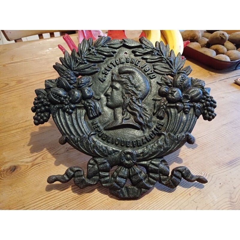 Cast Iron Plaque, September 4, 1870, French Republic photo vintage