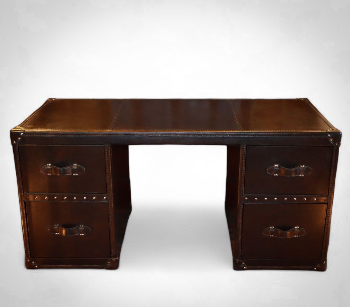 Stunning Timothy Oulton Halo Stoneyhurst Mayfair Leather Desk Destroyed Black