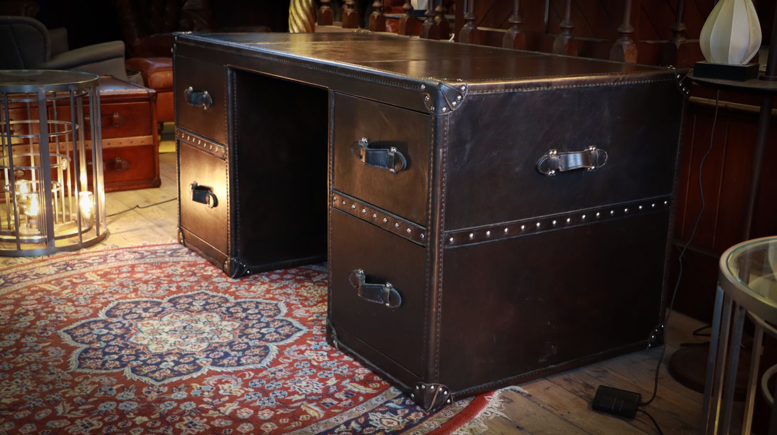 photo for sale Stunning Timothy Oulton Halo Stoneyhurst Mayfair Leather Desk Destroyed Black