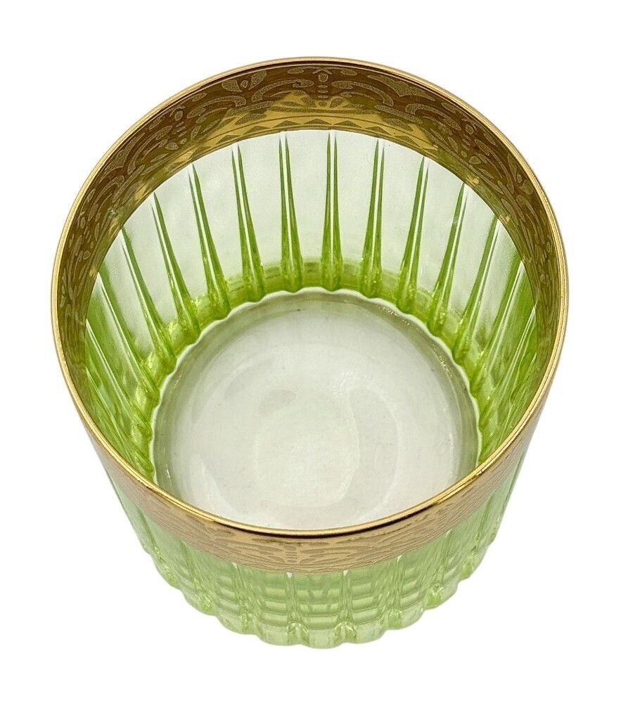A Set Of Six Italian Artemisia Green Crystal Tumblers With 24 Ct Gold Decoration photo vintage