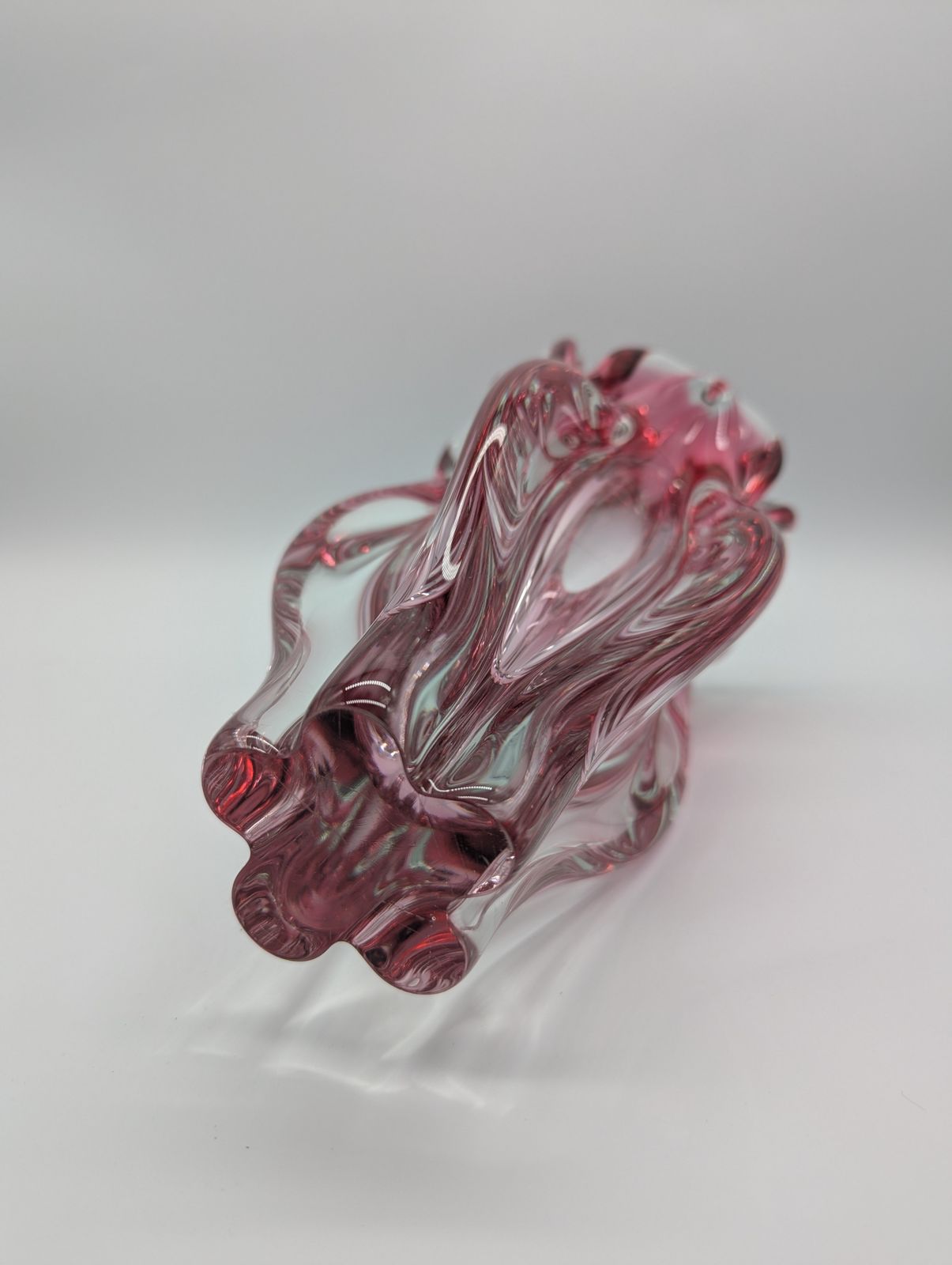 Large Josef Hospodka Pink Sommerso Vase, Chřibská Glassworks, 1960s (27 Cm, 3.6 Kg) photo for sale