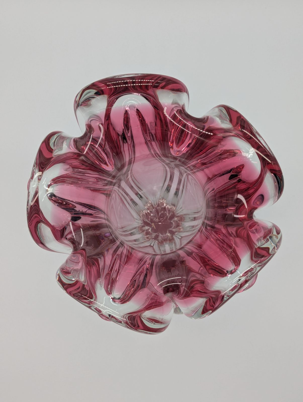 Large Josef Hospodka Pink Sommerso Vase, Chřibská Glassworks, 1960s (27 Cm, 3.6 Kg) photo 285.0
