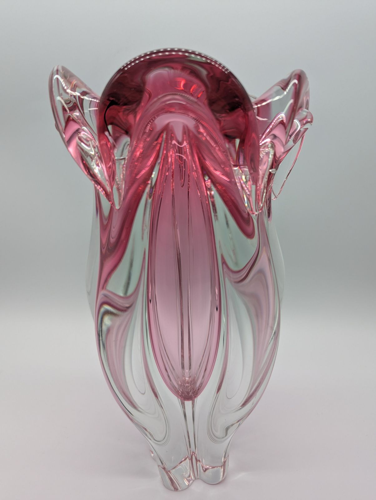 Home Decor Large Josef Hospodka Pink Sommerso Vase, Chřibská Glassworks, 1960s (27 Cm, 3.6 Kg) photo