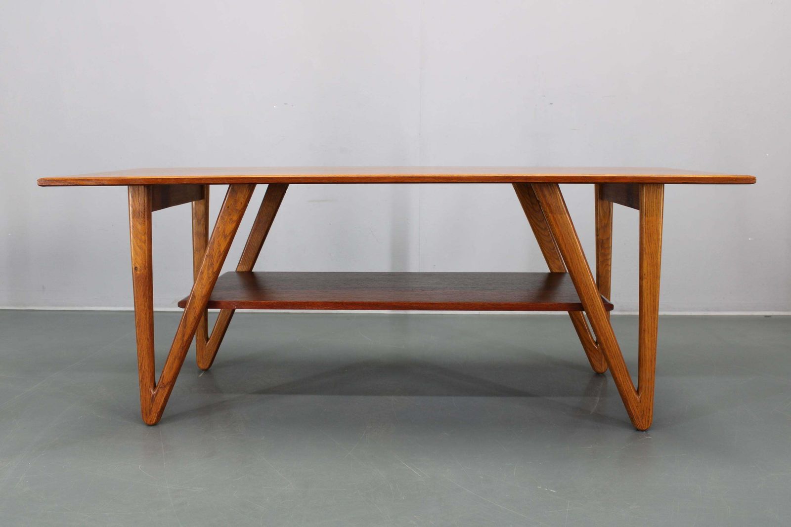 1960s Danish Coffee Table In Teak And Oak, Restored Scandinavian Modern Design photo for sale