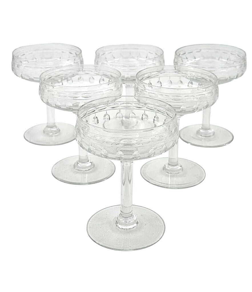 A Set Of Six 1940s Val Saint Lambert "Cordoba" Crystal Cocktail / Champagne Coupes