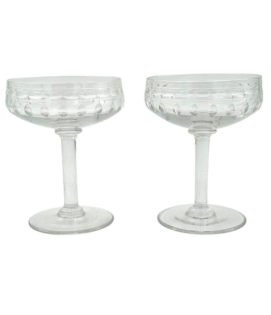 Home Decor A Set Of Six 1940s Val Saint Lambert "Cordoba" Crystal Cocktail / Champagne Coupes photo
