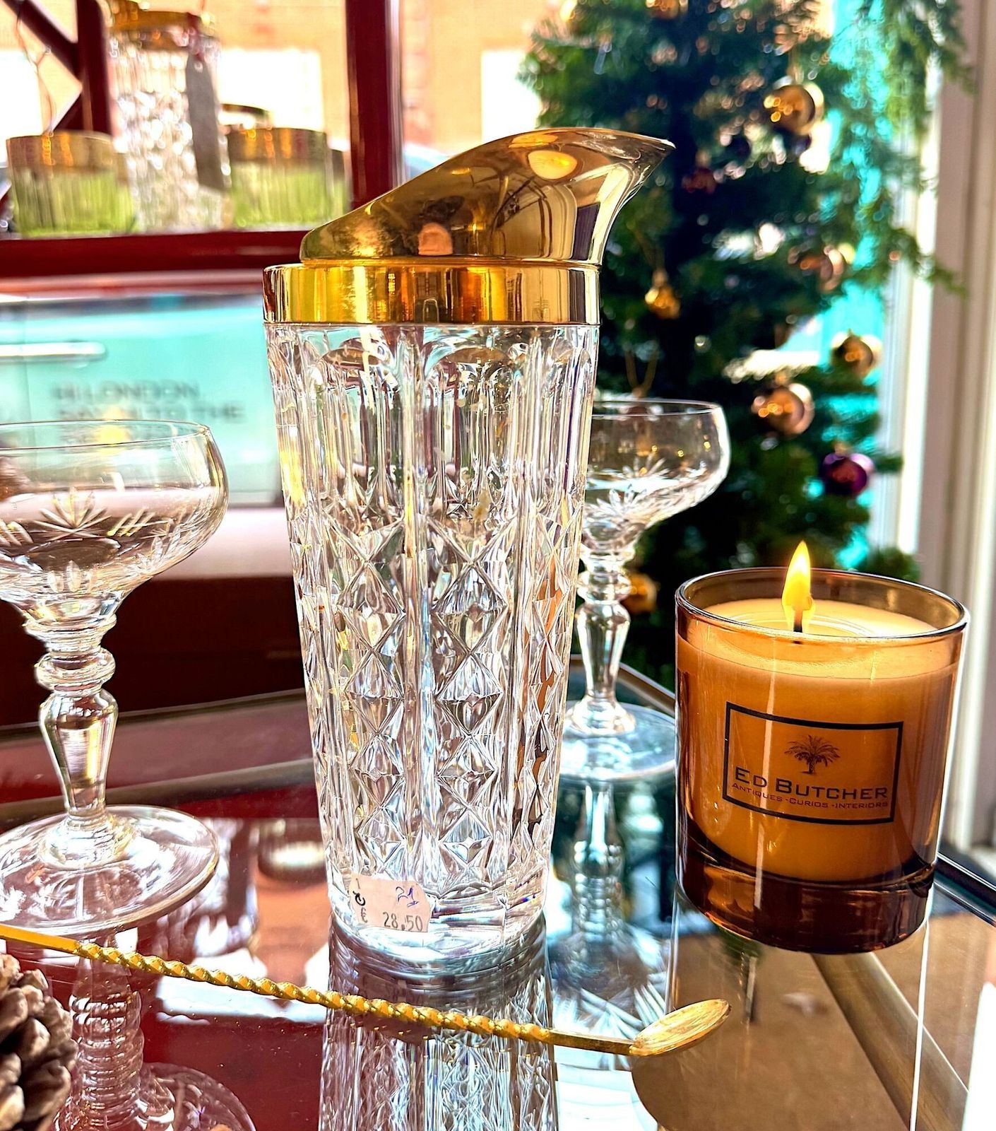 A 1950s Val Saint Lambert Crystal And Gold Plated Cocktail Jug photo vintage