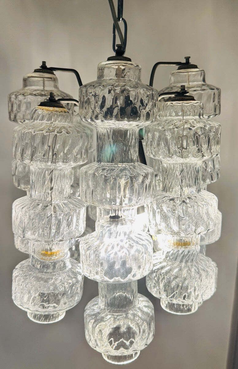 1960s Italian Murano Dumbbell Murano Clustered Glass Chandelier By Venini photo furniture