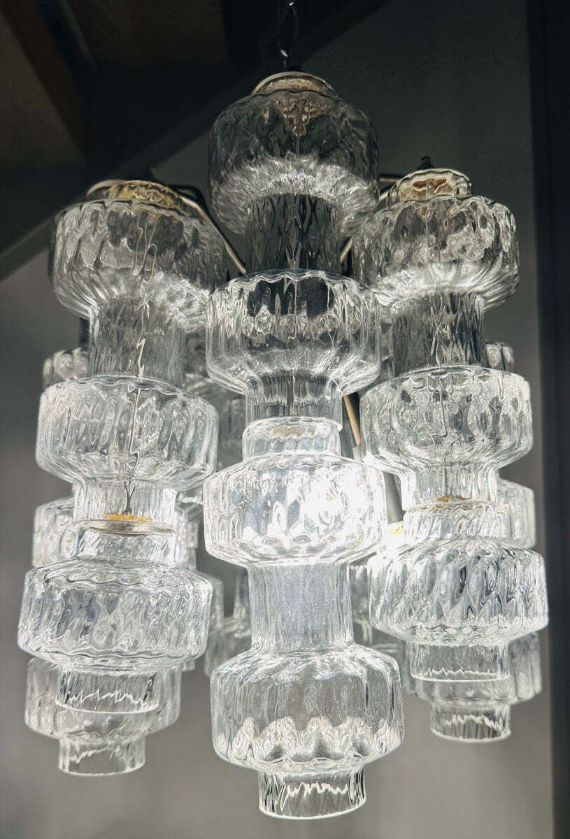 1960s Italian Murano Dumbbell Murano Clustered Glass Chandelier By Venini photo vintage