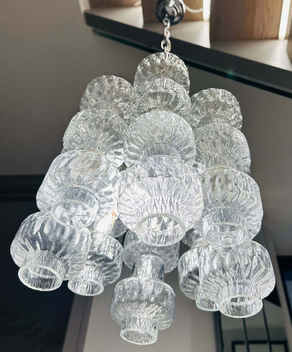 Lighting 1960s Italian Murano Dumbbell Murano Clustered Glass Chandelier By Venini photo