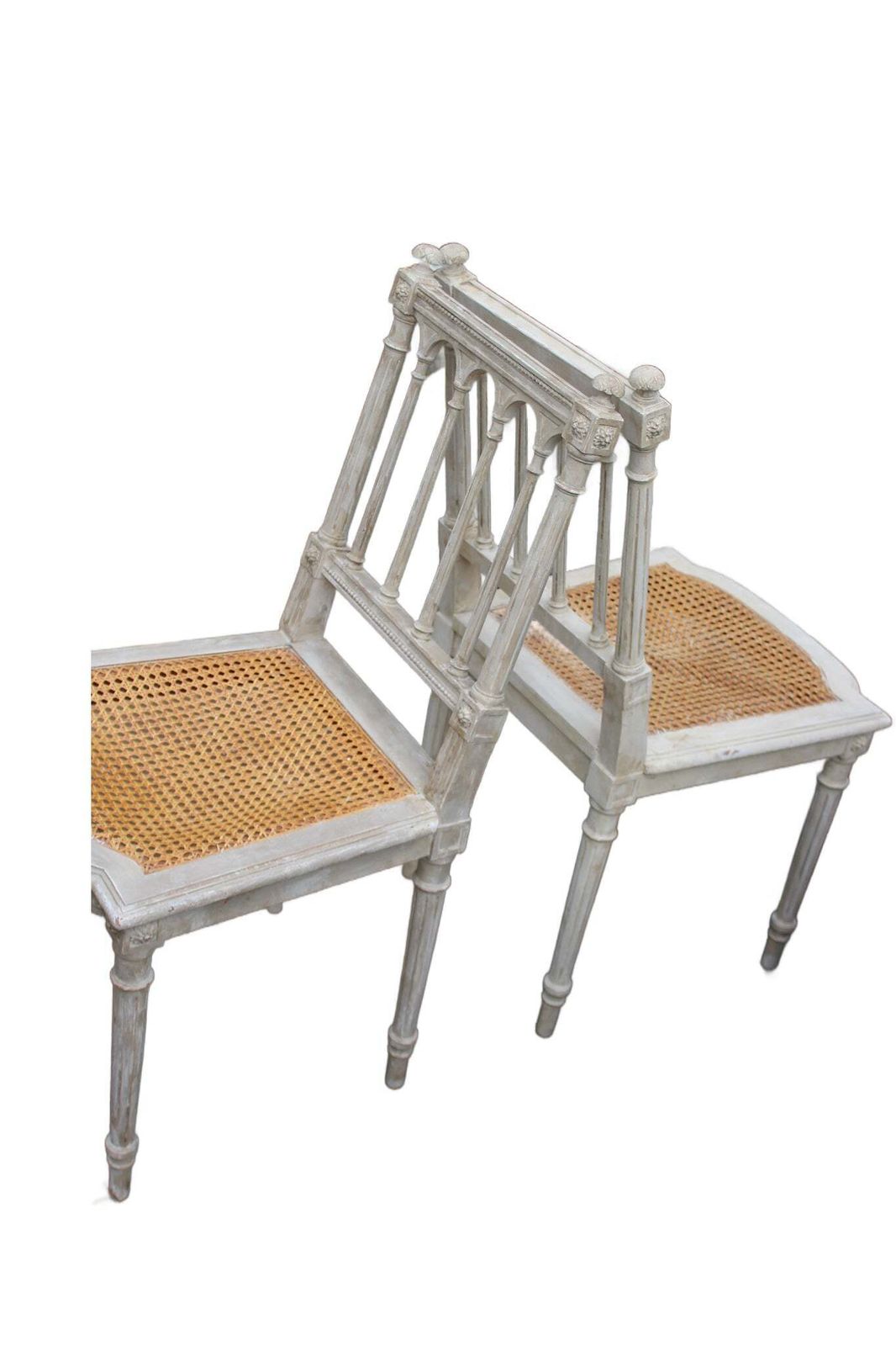 Pair Of Vintage French Painted Chairs – Carved Wooden Bedroom Chairs photo buy