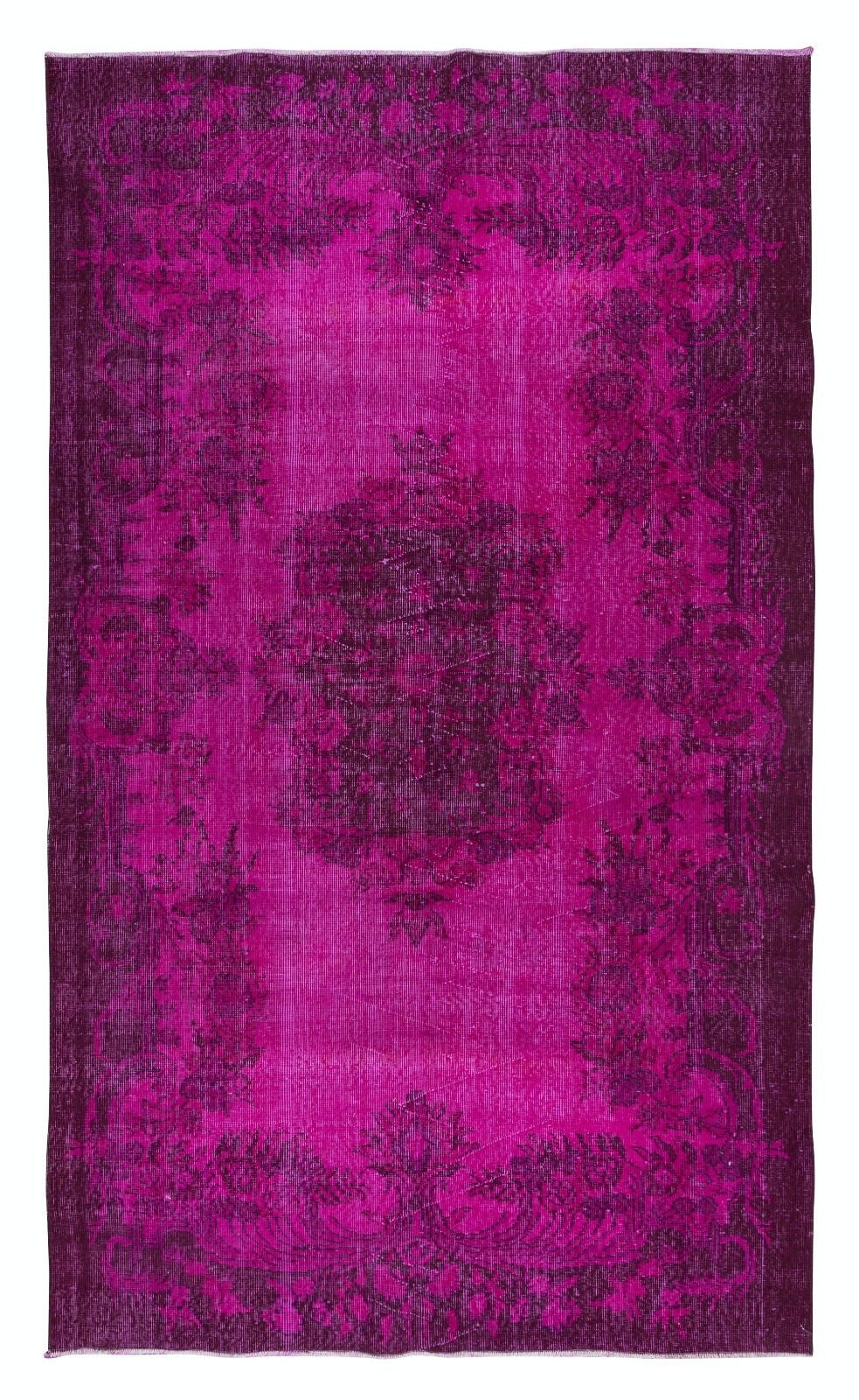5.7x9.2 Ft Aubusson Inspired Pink Rug For Modern Interiors, Handmade In Turkey