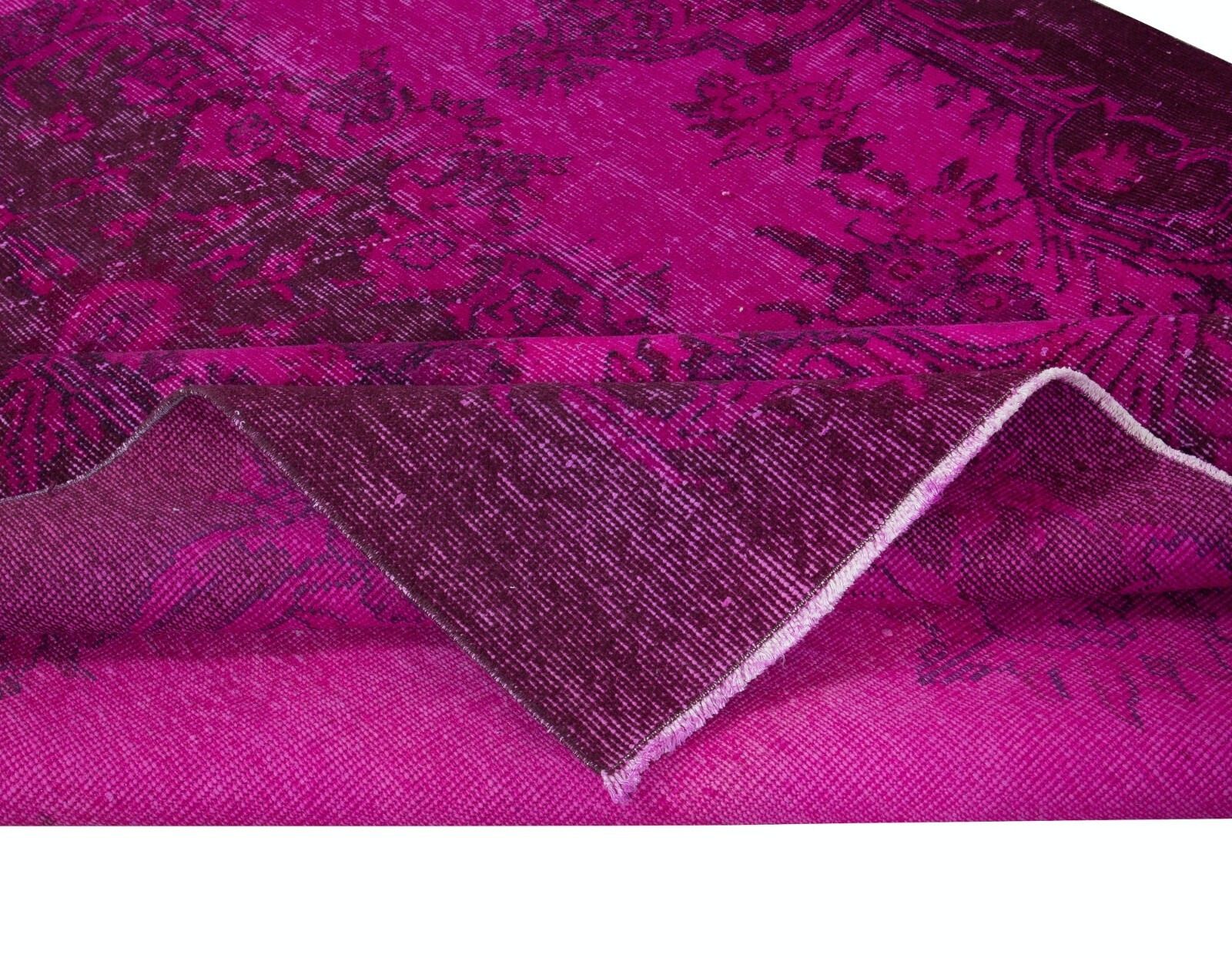5.7x9.2 Ft Aubusson Inspired Pink Rug For Modern Interiors, Handmade In Turkey photo for sale