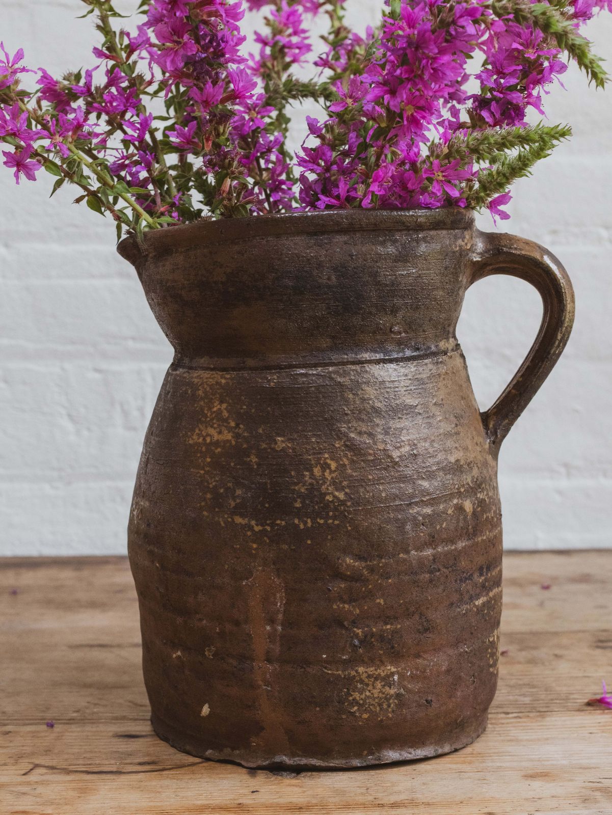 Large Antique French Stoneware Jug Pitcher photo Home Decor