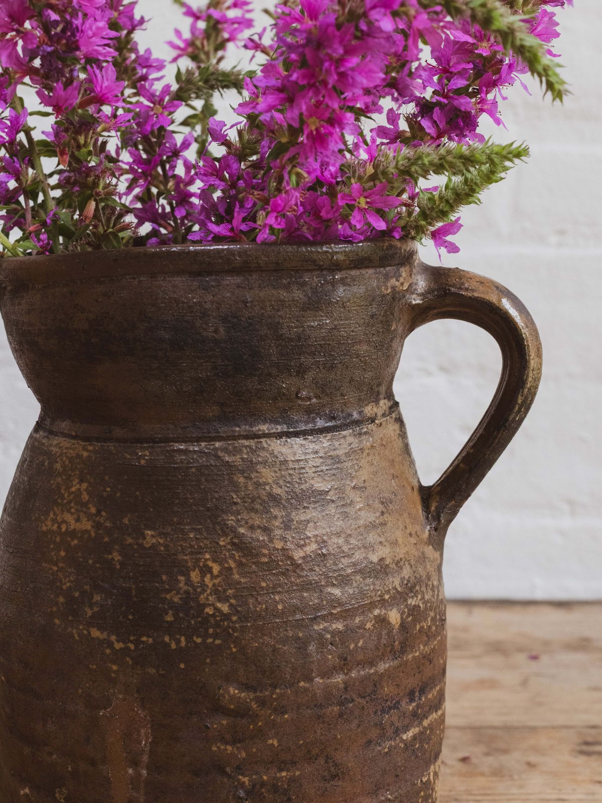 Large Antique French Stoneware Jug Pitcher photo 110.0