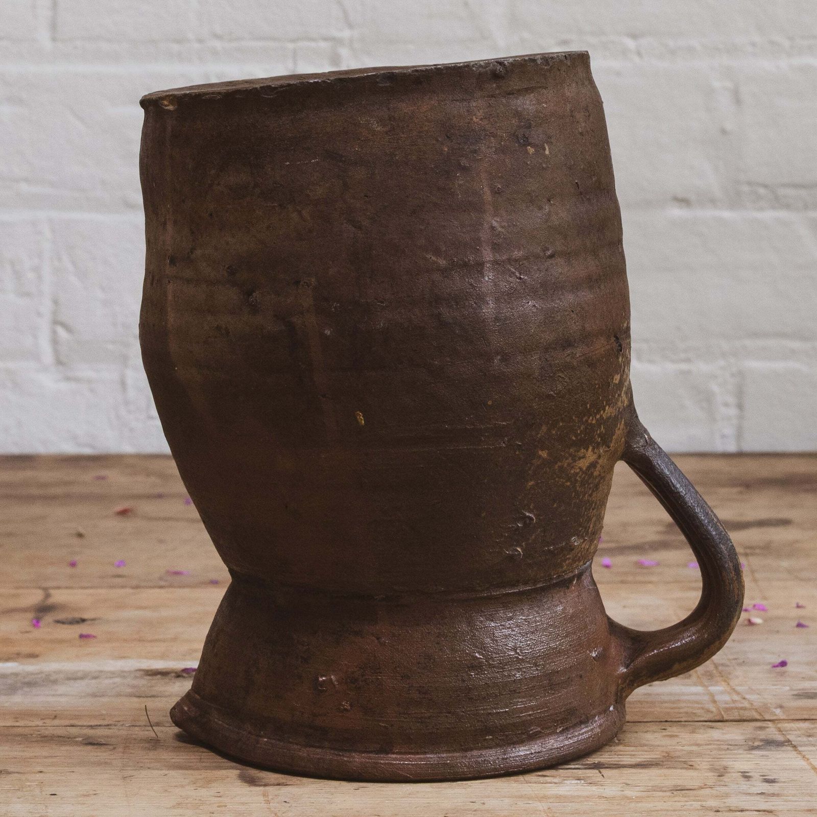 110.0 Large Antique French Stoneware Jug Pitcher photo