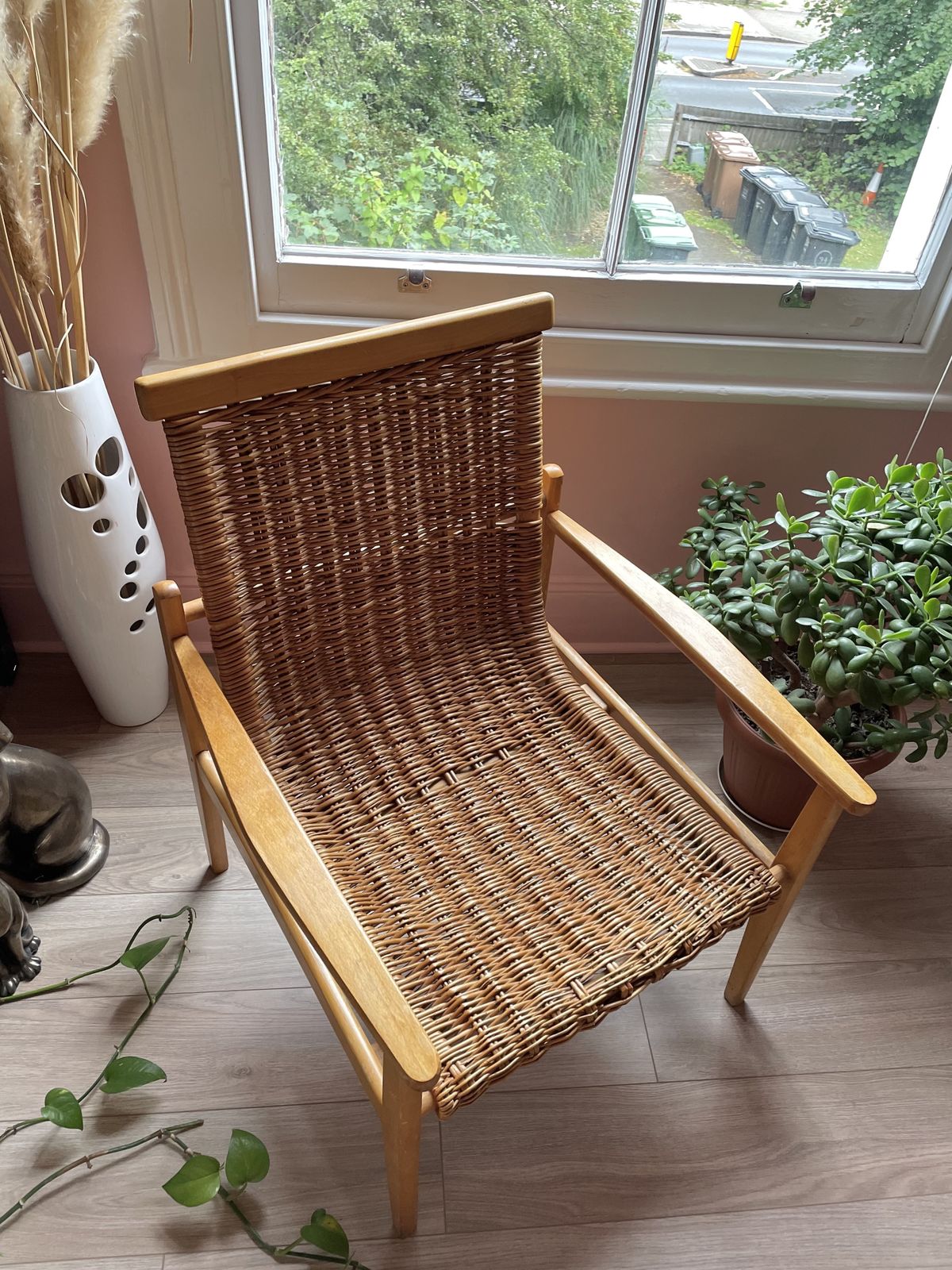 1960’s Wicker And Beech Wood Armchair By Jan Kalous For Uluv, Czechoslovakia photo furniture