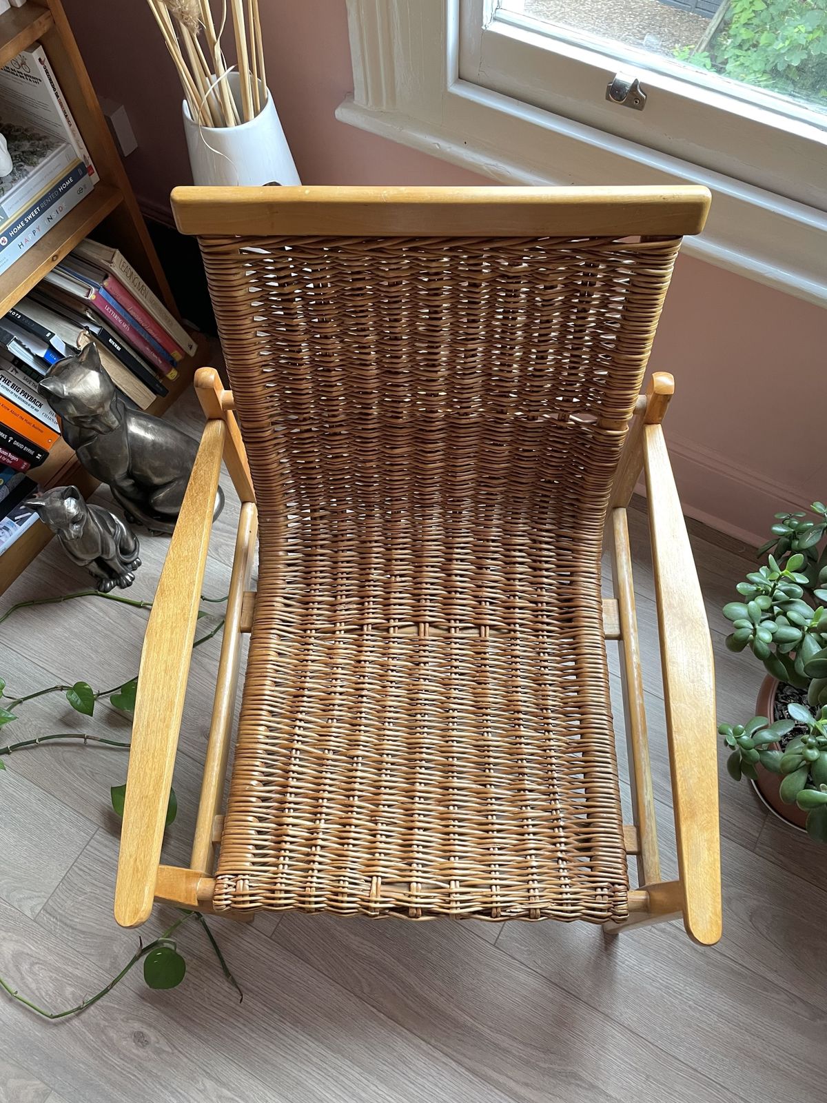 1960’s Wicker And Beech Wood Armchair By Jan Kalous For Uluv, Czechoslovakia photo for sale