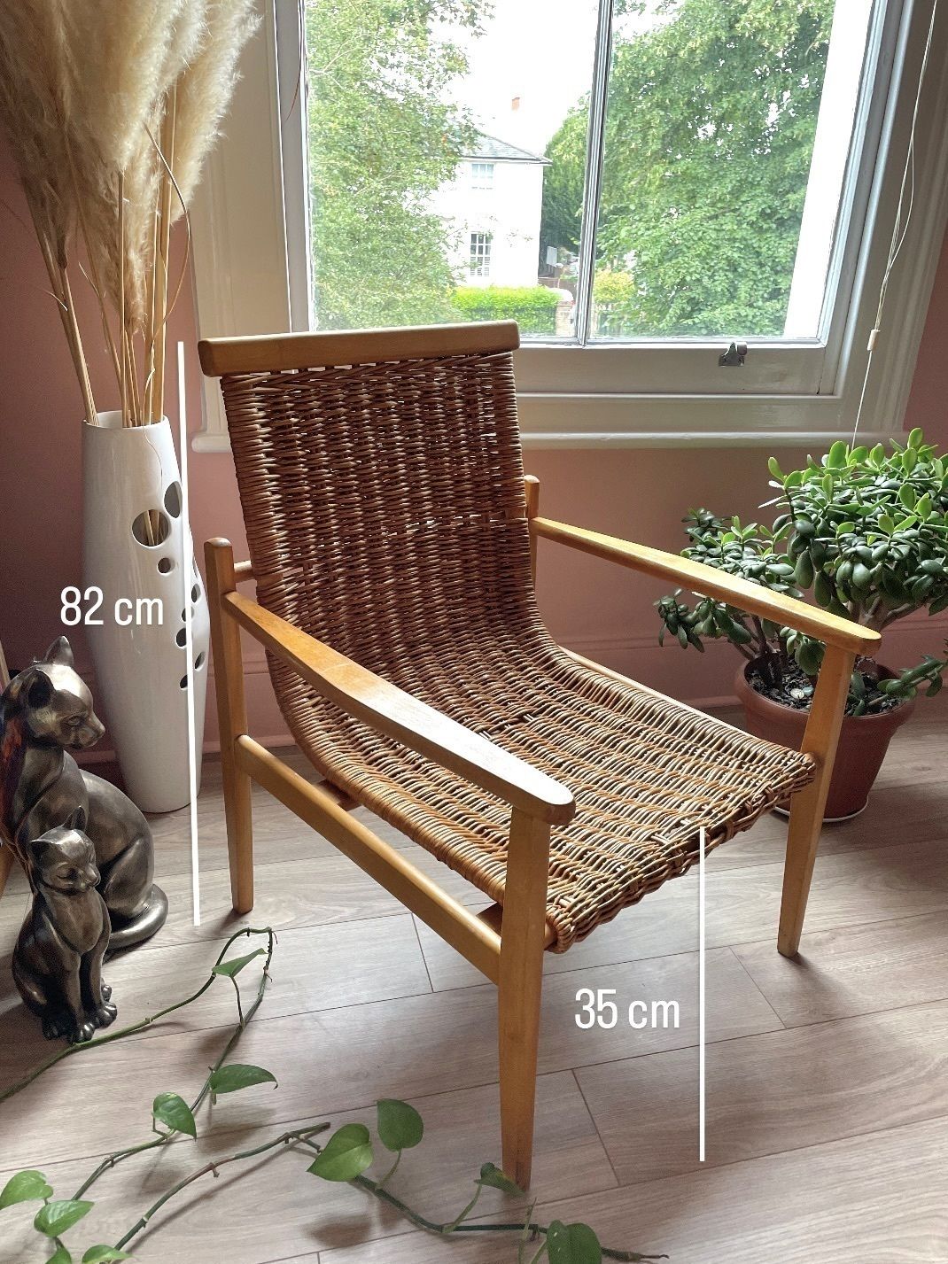 1960’s Wicker And Beech Wood Armchair By Jan Kalous For Uluv, Czechoslovakia photo vinterior