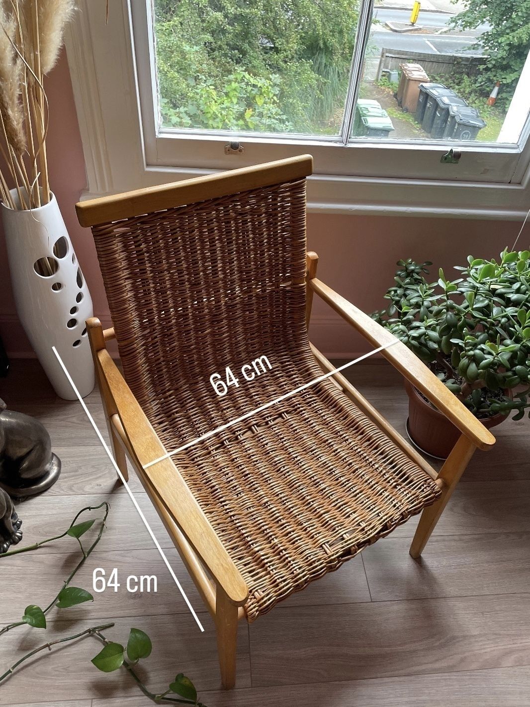 1960’s Wicker And Beech Wood Armchair By Jan Kalous For Uluv, Czechoslovakia photo vintage