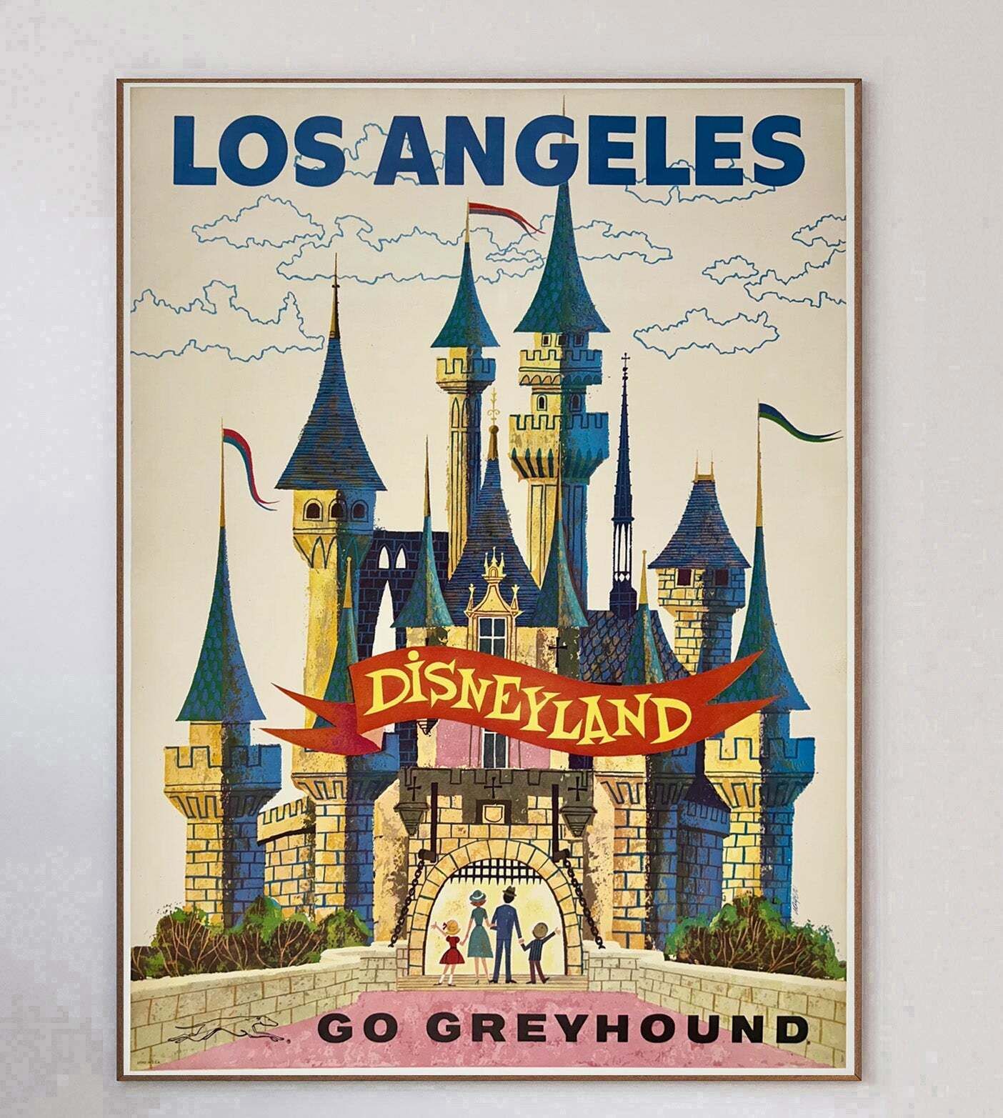 Los Angeles   Disneyland   Go Greyhound Original Vintage Poster photo 7341.0