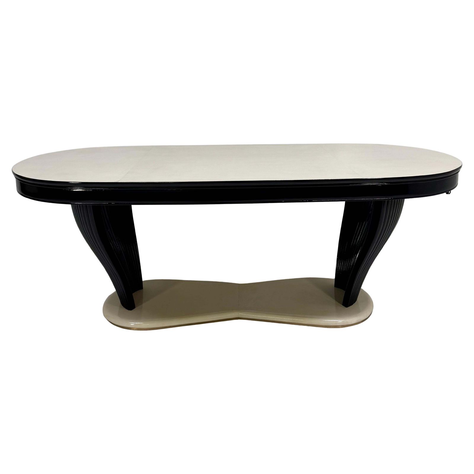 Extendable Italian Art Deco Dining Table Att. Vittorio Dassi In Parchment, 1940s