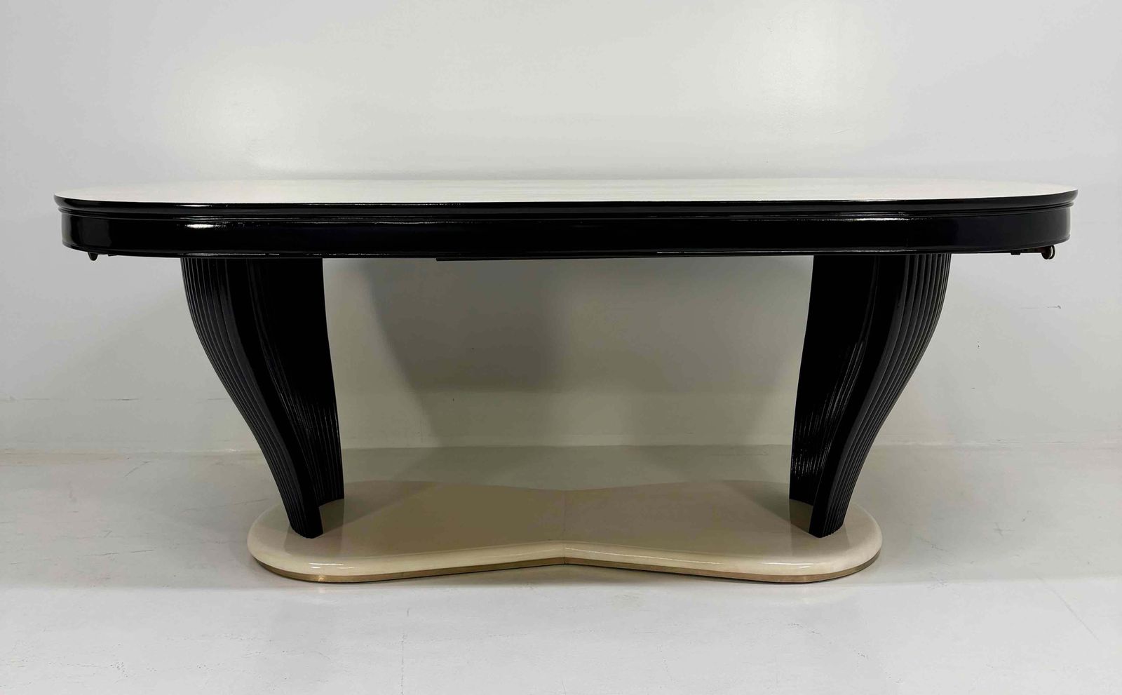 Extendable Italian Art Deco Dining Table Att. Vittorio Dassi In Parchment, 1940s photo for sale