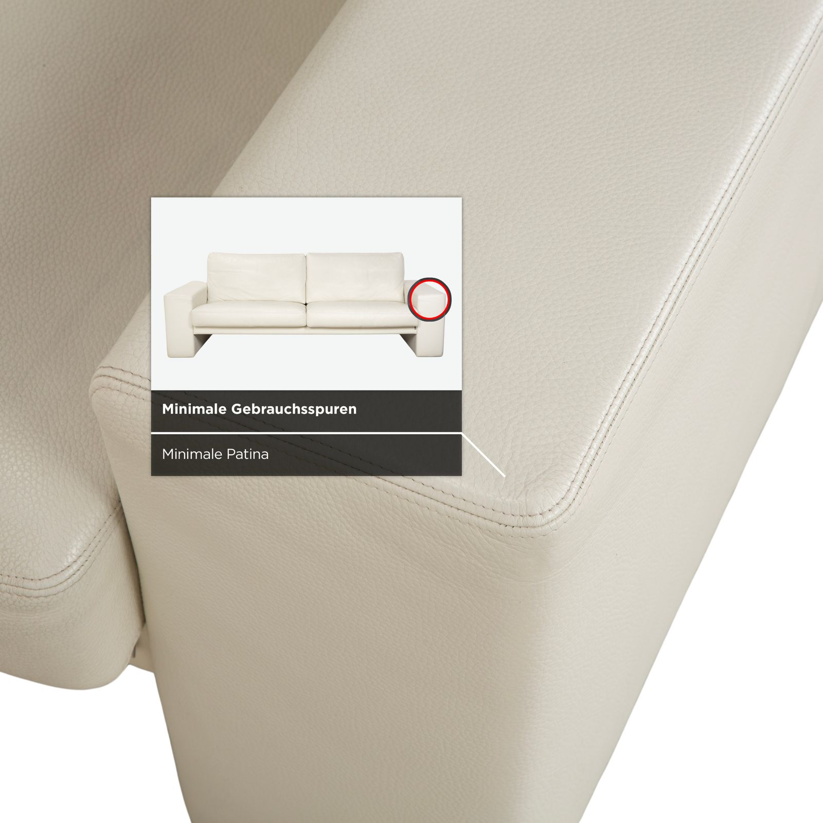 Erpo Cl 100 Leather Three Seater White Beige Cream Sofa photo vintage