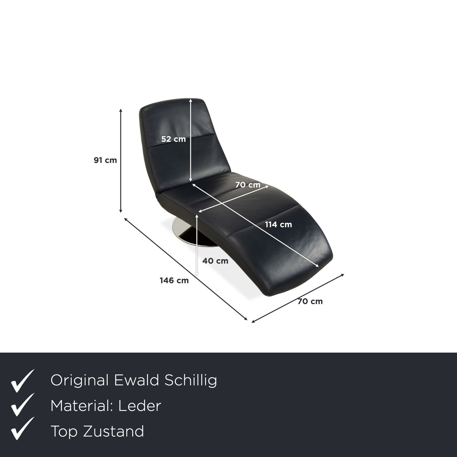 Ewald Schillig Silence Leather Lounger Blue Grey photo furniture
