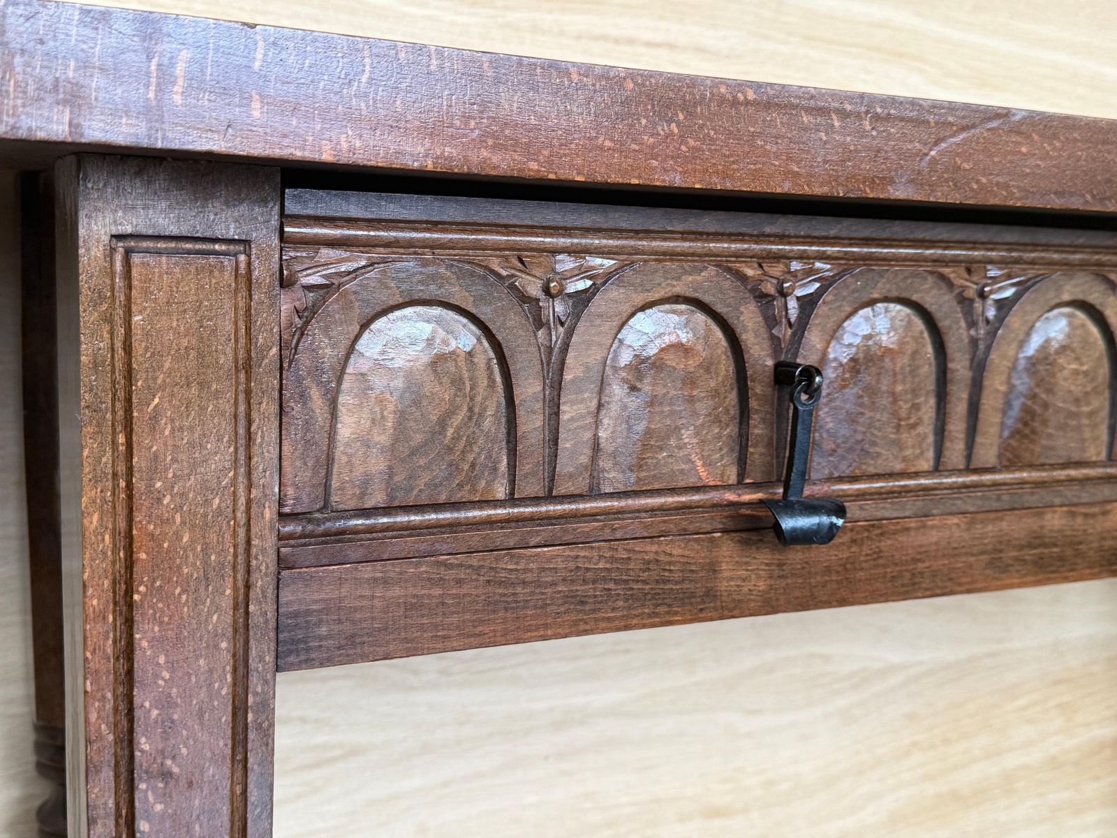 photo furniture Early 20th Century Spanish Carved Console Table With Fluted Legs