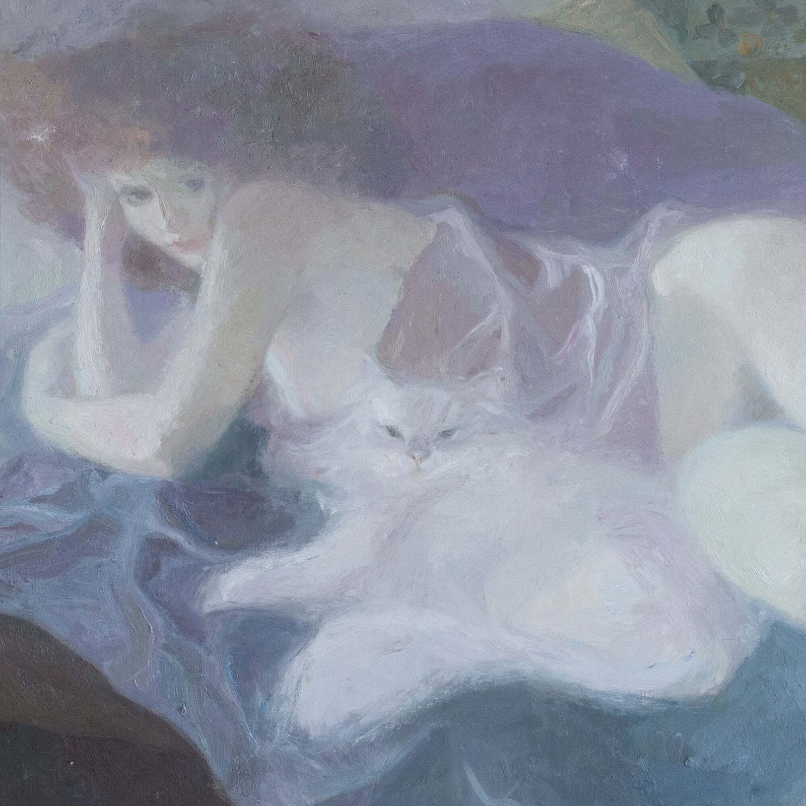 Female Figure With Cat – Emilia Castañeda Martínez photo for sale