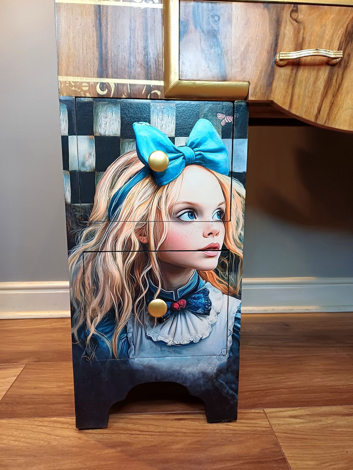 Upcycled Decoupaged Wonderland Dressing Table With photo furniture