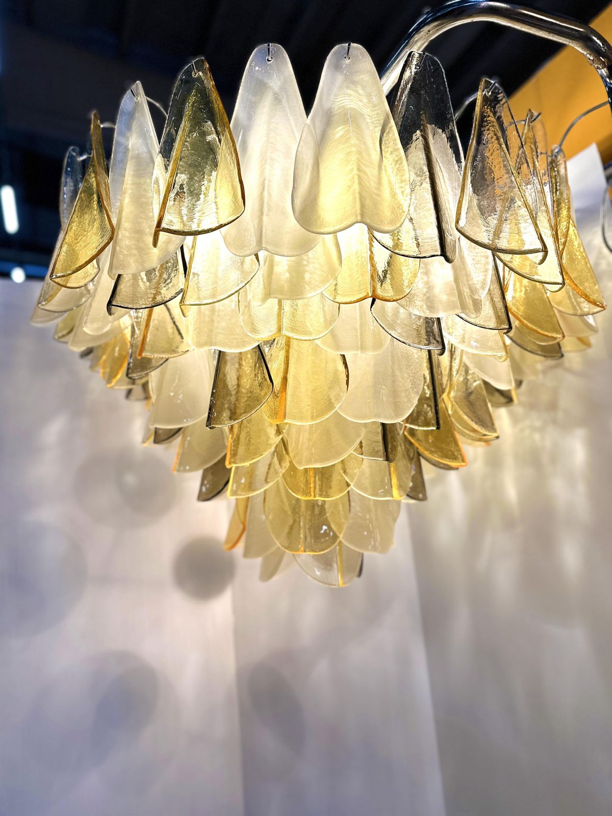 Venetian Amber And Fumè Multicolor “Rondini” Murano Glass Chandelier photo vinterior