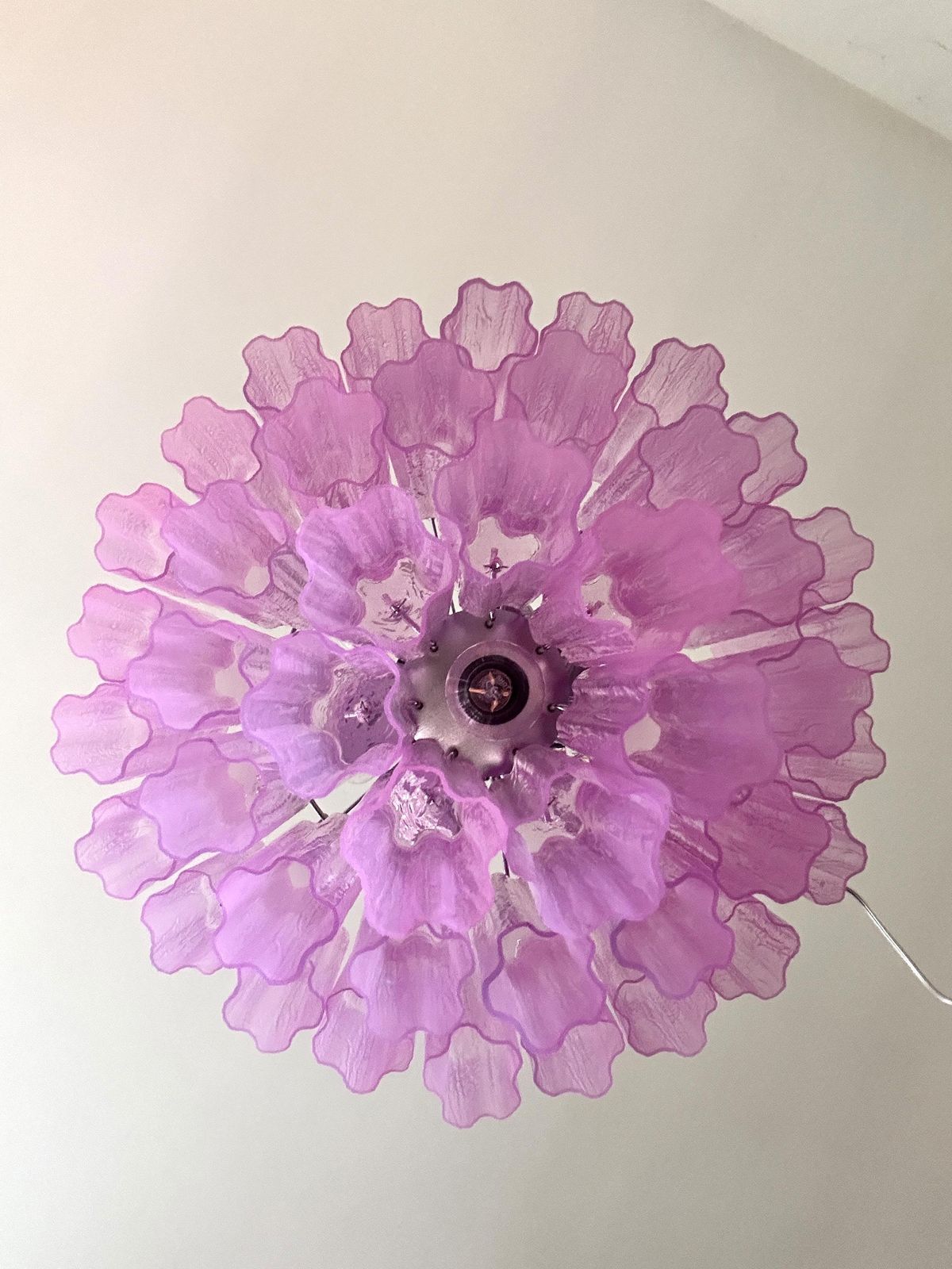 Contemporary Scenographic Fuxsia “Tronchi” Murano Glass Chandelier In Venini Style photo 4540.0