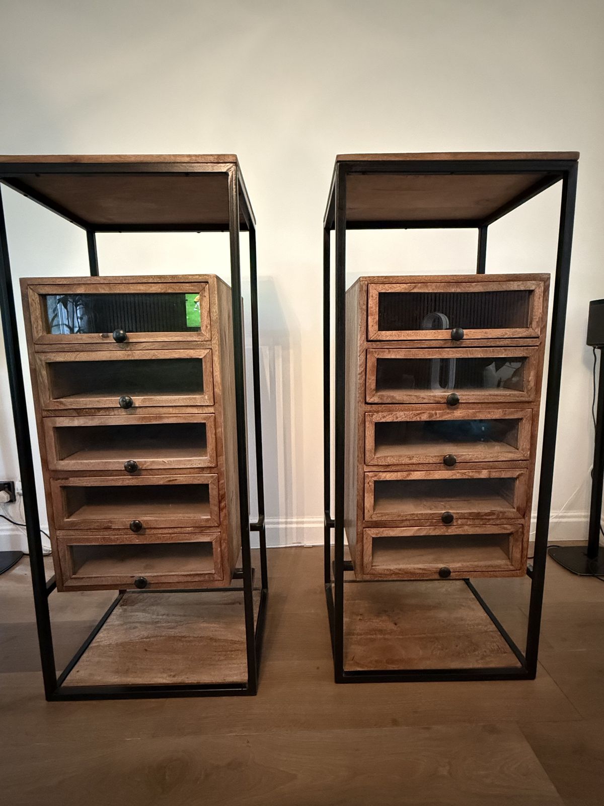 2 X Set Of 5 Chest Of Drawers, Mango Wood