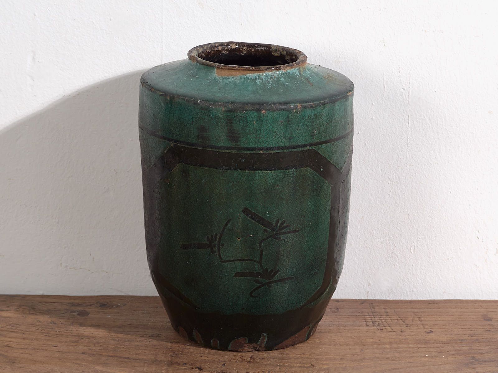 Antique Tall Turquoise Green Vase (C.1820) #37 photo vinterior