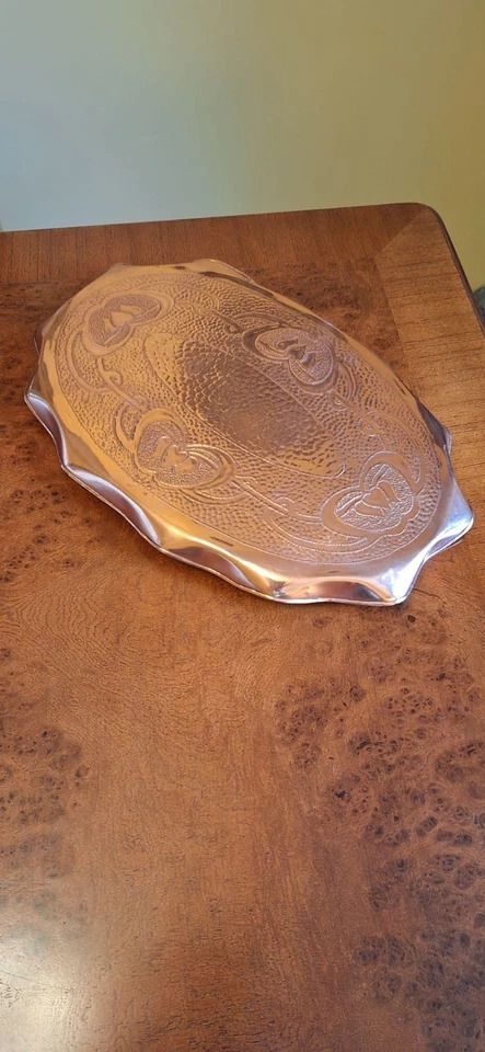 Antique J & F Poole Of Hayle Cornish Art Neauvueau Style Copper Tray photo for sale