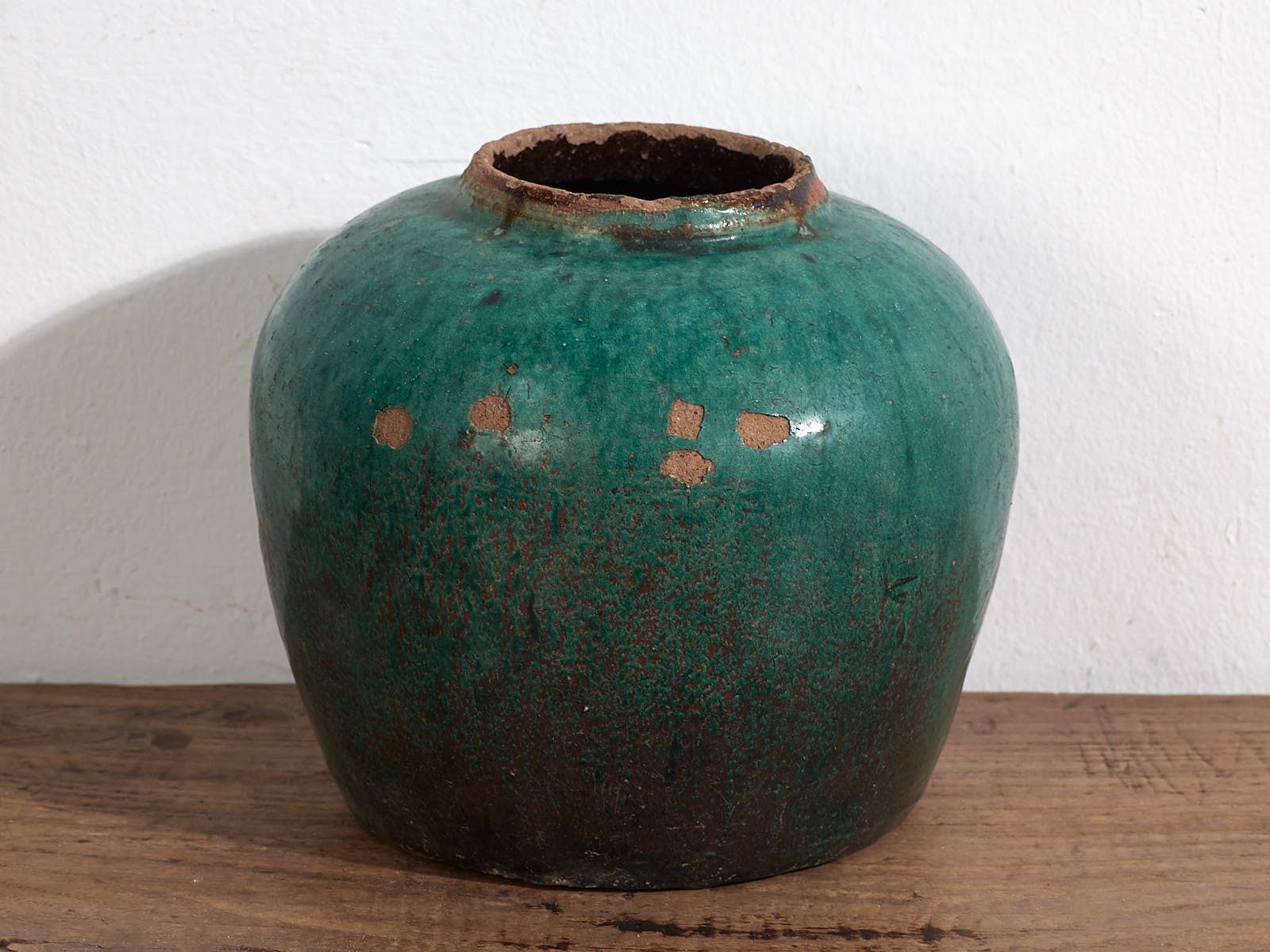 Antique Round Glazed Ceramic Vase (C.1820) photo for sale