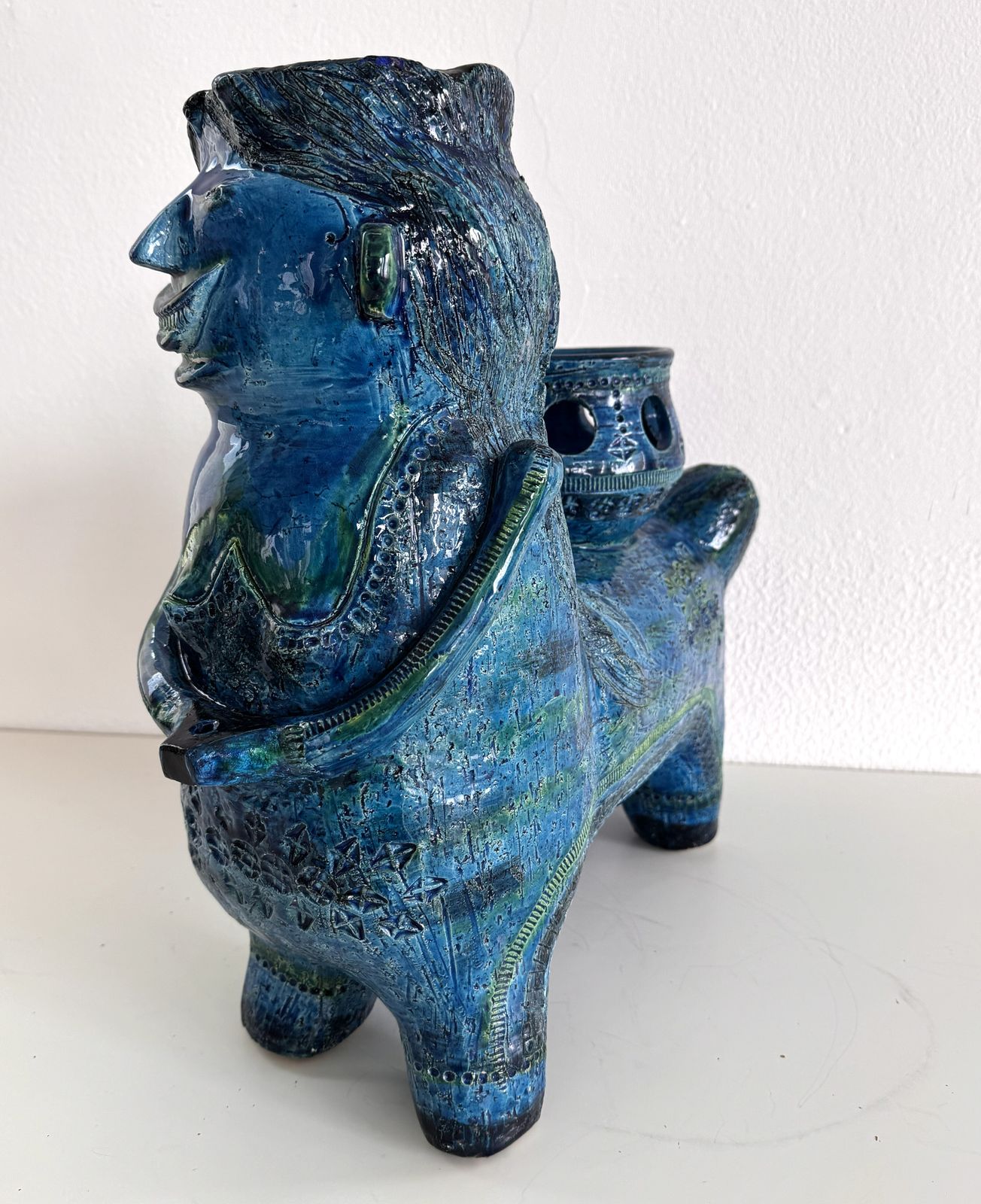 photo for sale Aldo Londi For Bitossi Rimini Blu Ceramic Plant Centaur Sculpture, Italy, 1960s