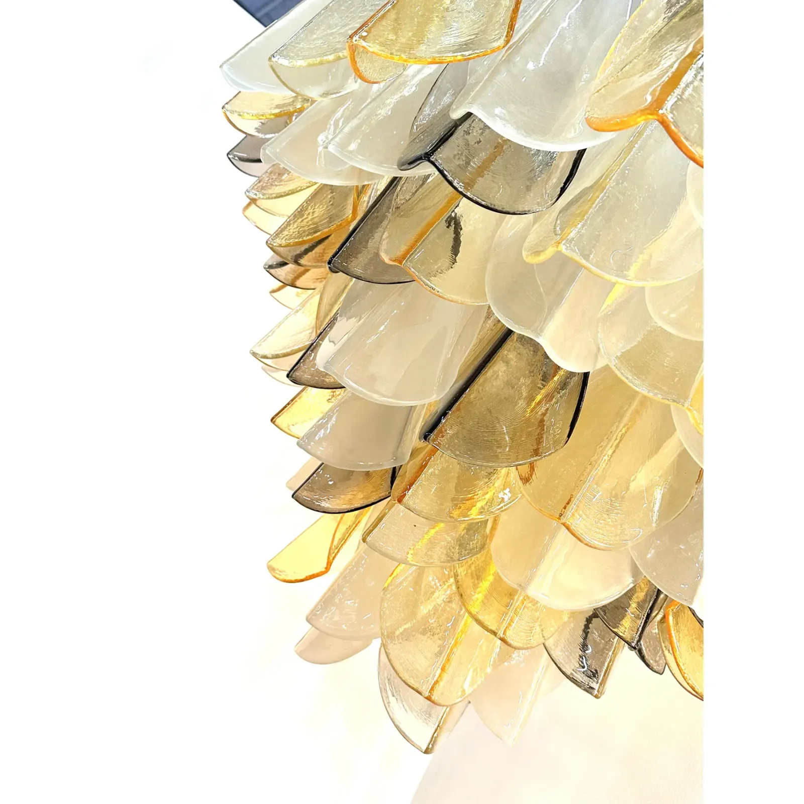 Monumental Italian Amber And Fumè Multicolor “Rondini” Murano Glass Chandelier photo furniture