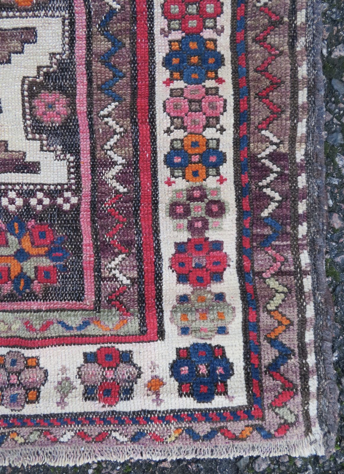 Distressed Caucasian Lesghi Rug. 140cm X 100cm. photo vintage