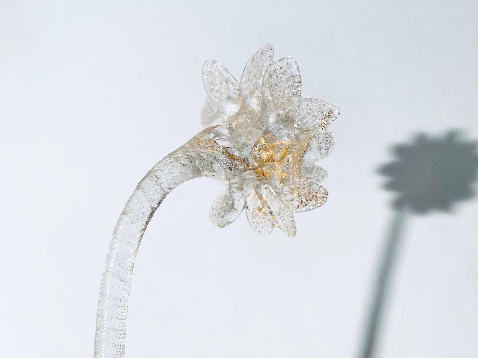 photo furniture Rare Murano Daffodil Flower Glass Chandelier Leaf & Flower Replacement Parts / Gold Clear Vintage Italian Art Interior