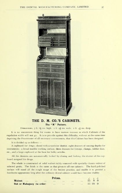 Dental Surgery Cabinet By The Dental Manufacturing Co. Ltd., 1912. photo furniture