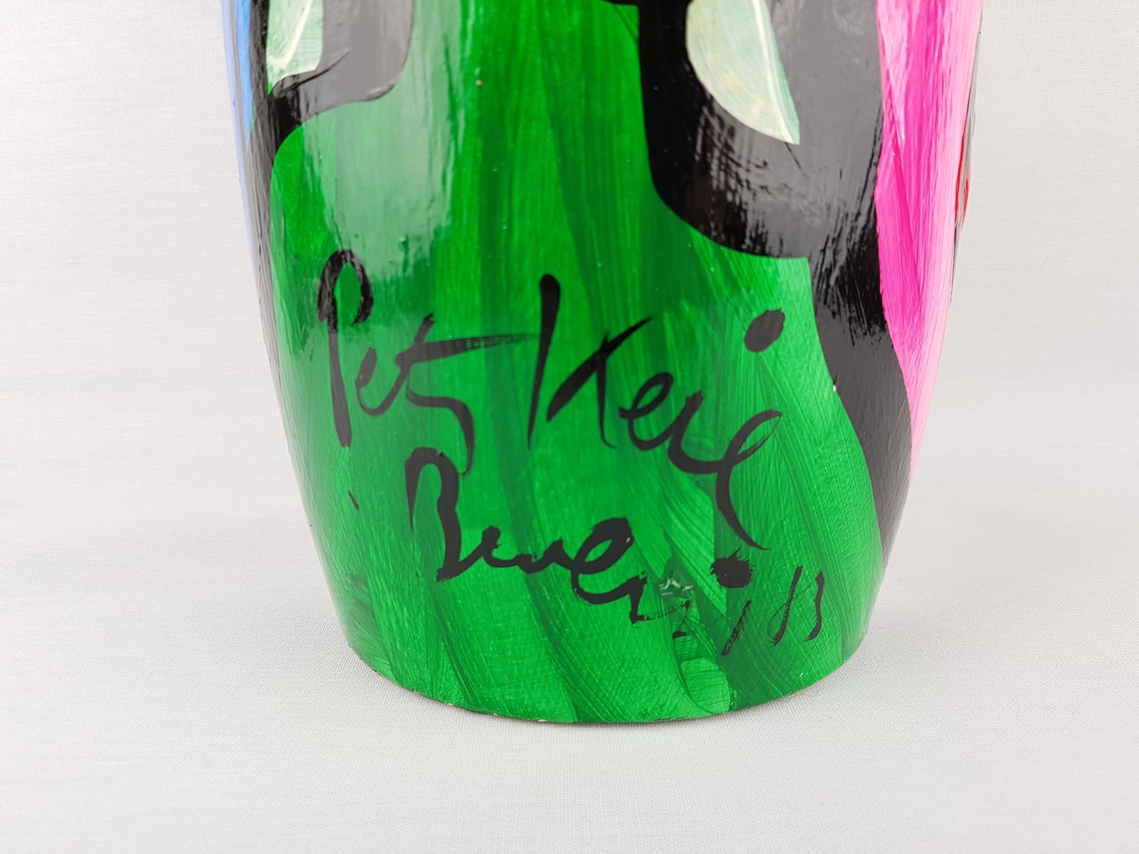 Vintage Peter Robert Keil Hand Painted Scheurich Vase Surrealistic Abstract Art Berlin 1983 photo buy