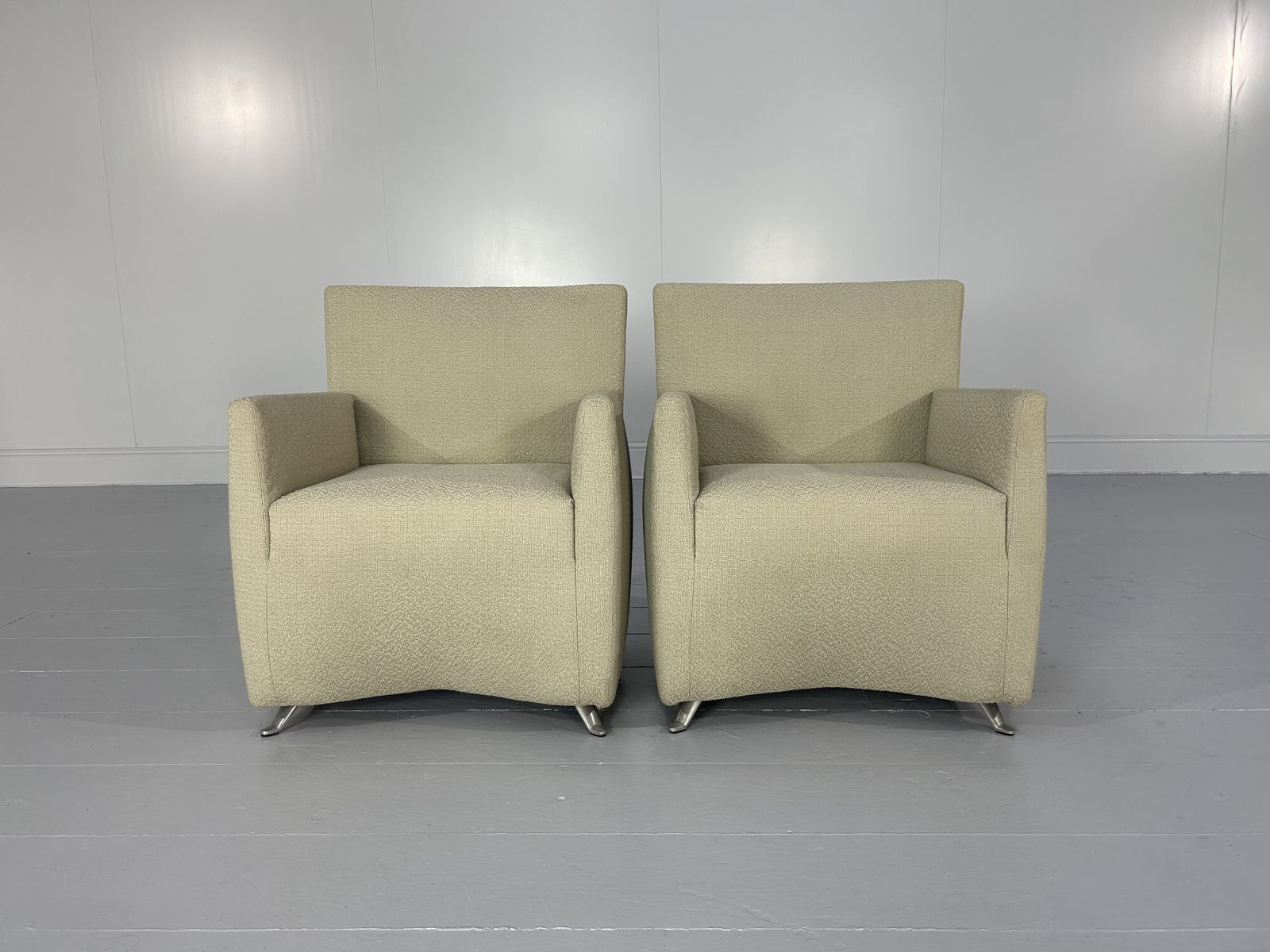 Pair Of Baleri Italia "Caprichair" Lounge Armchairs In Neutral Boucle