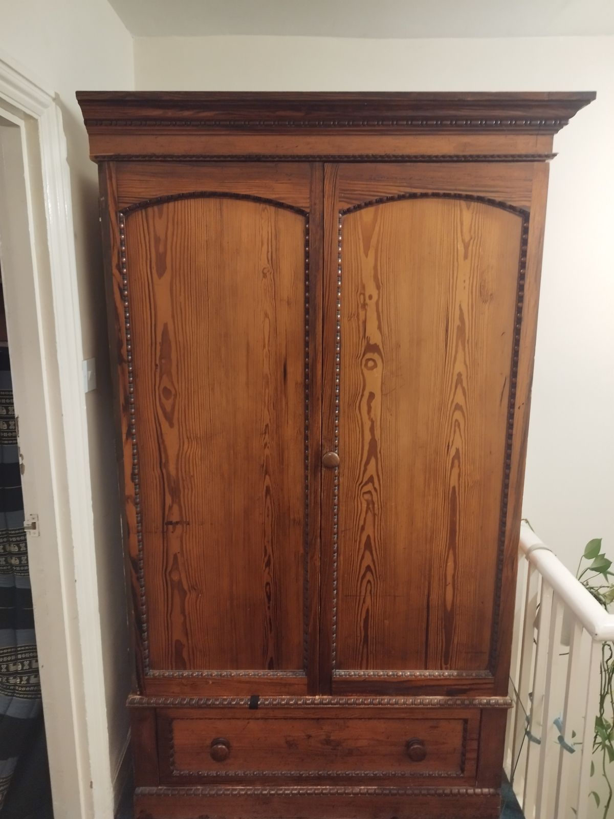 Solid Wood Antique Style Wardrobe – Beautiful Carved Detailing – Excellent Condition photo for sale